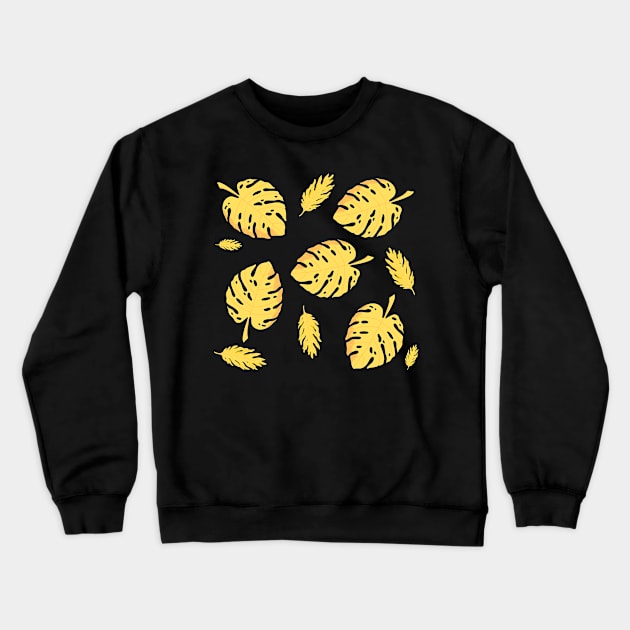 Golden Leaves Pattern Design Crewneck Sweatshirt by Moshi Moshi Designs